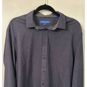 Vince Camuto Mens Button Down Long Sleeve Size  Large‎ Blue Gray Chambray